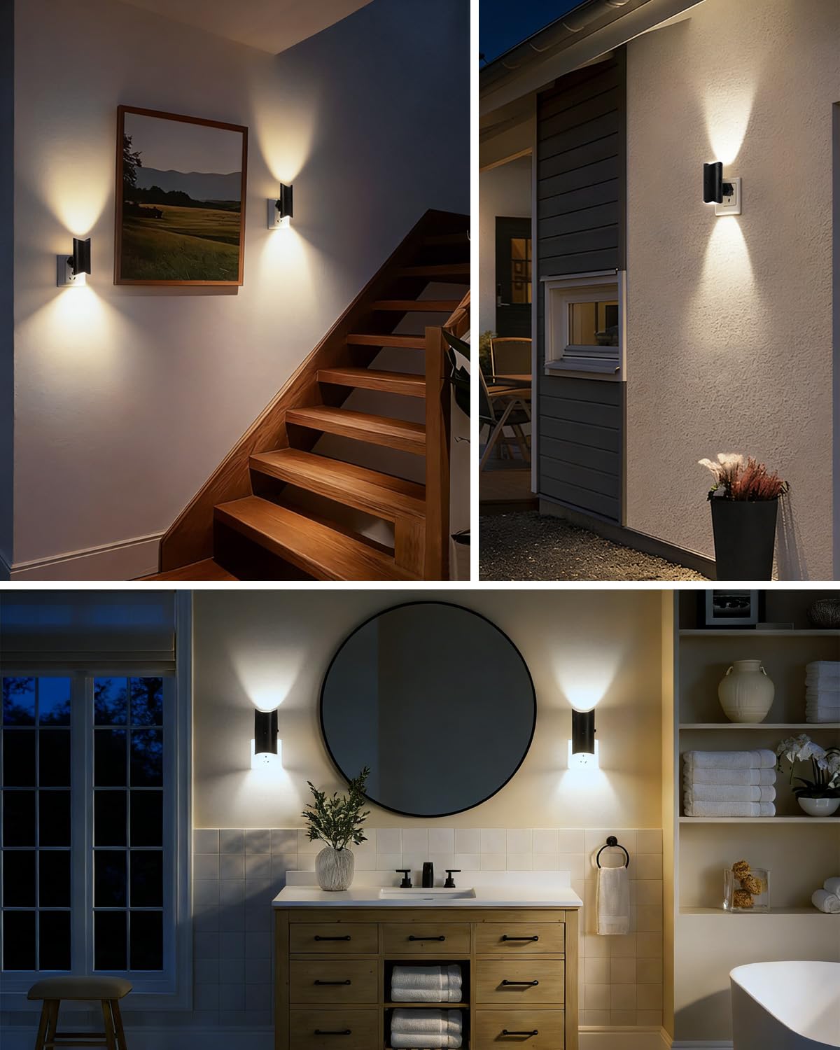 Aethrivex 2 Pack Night Lights Plug into Wall, Modern LED Night Light Plug in, 0-100LM Adjustable Brightness, Dimmable Night Lights for Hallway Bedroom Stairway, White Light 6500K (White Light)