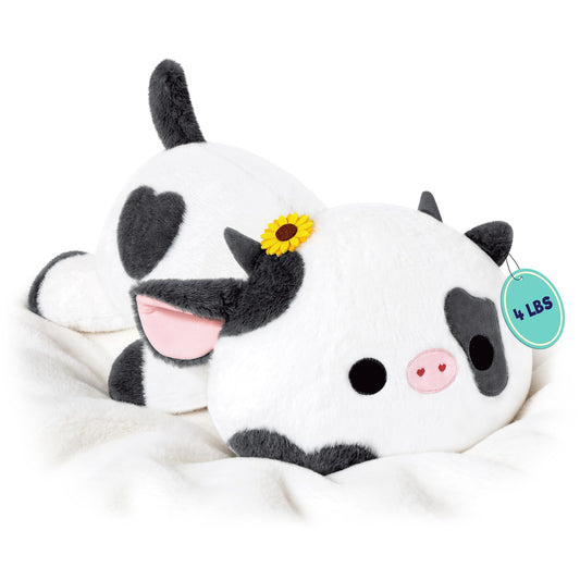 Onsoyours Original Weighted Sunflower Cow Stuffed Animals, 4.0 lbs Weighted Plush for Stress Relief - 20" Large Soft Cow Pillow Gifts for Kids & Adults