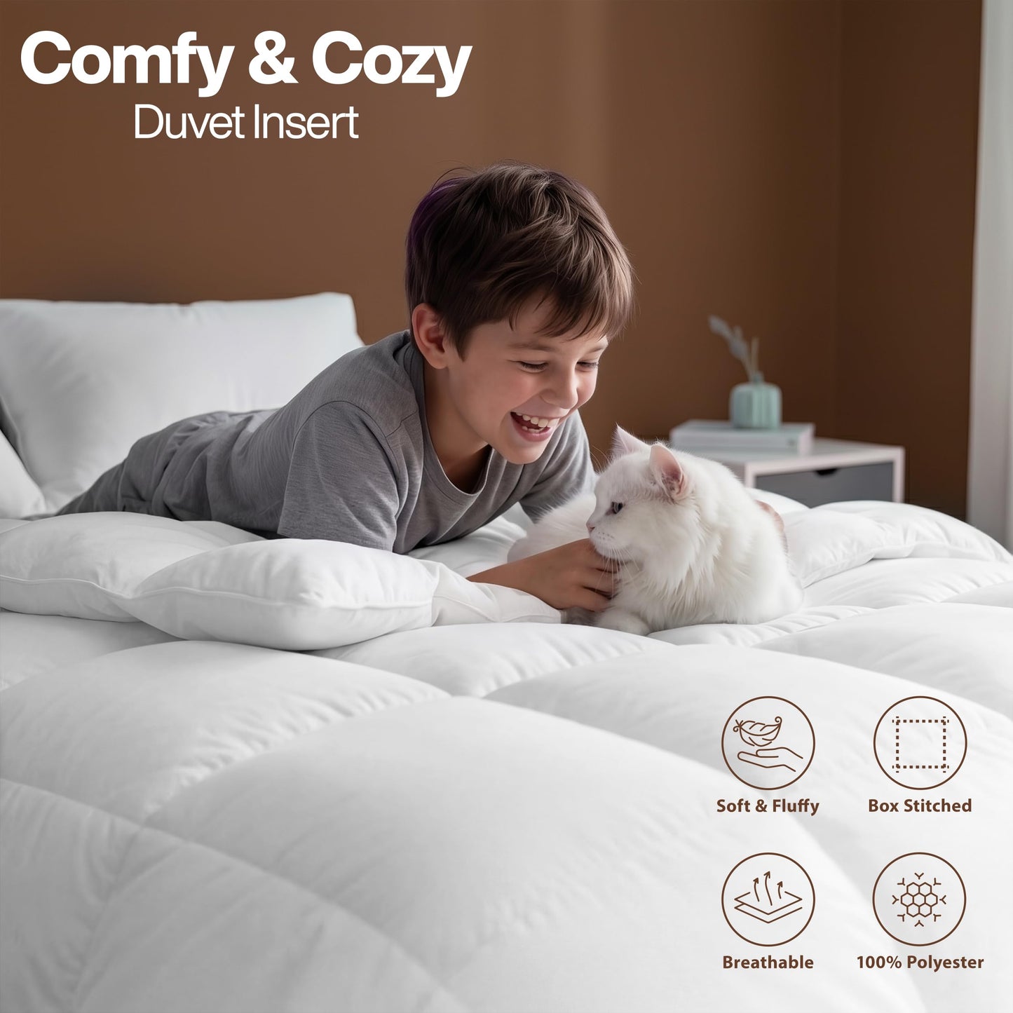 Utopia Bedding Full Comforter Duvet Insert, Quilted White Comforter with Corner Tabs, Box Stitched Down Alternative Comforters Full Size 82 x 86 inches