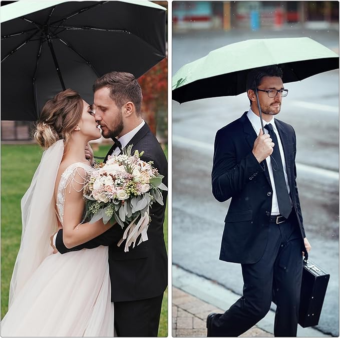 Jexine 6 Pcs Travel Compact Umbrella Automatic Open Close Windproof Small Light Backpack Purse Car Portable Collapsible Umbrella for Rain, Men Women
