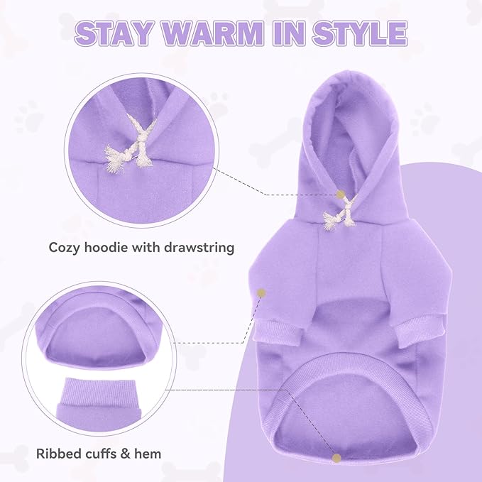 4XL Dog Sweaters for Large Dogs,Dog Hoodie,Cozy Fleece Interior Sweatshirt with Hood & Pocket,Leash Hole,Pet Clothes Sweater Hoodie for Large Dogs,Light Purple&4XL