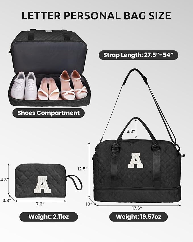 Vogewood Gifts for Girls Teen Girls - 5 6 7 8 9 10 11 12 13 14 15 16 Year Old-Duffle Travel Bag, Weekender Bag, Overnight Bag for Women Travel Bag with Makeup Bag Gift for family (Letter Z)