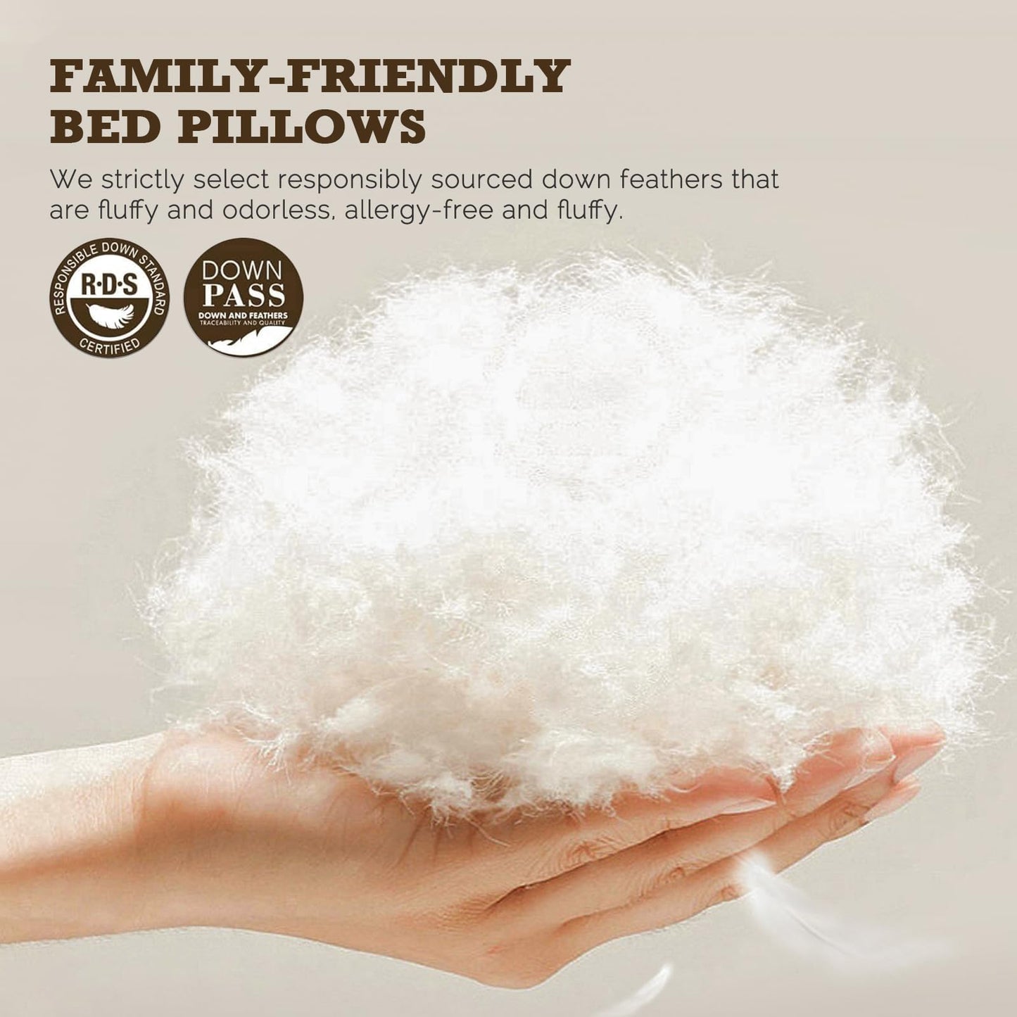 BPC Goose Feather Down Pillows King Size Set of 2, Luxury Hotel Pillows with 100% Organic Cotton Cover, Bed Pillow for Medium Firm Support & Cloud-Like Comfort, 20x36 Inches
