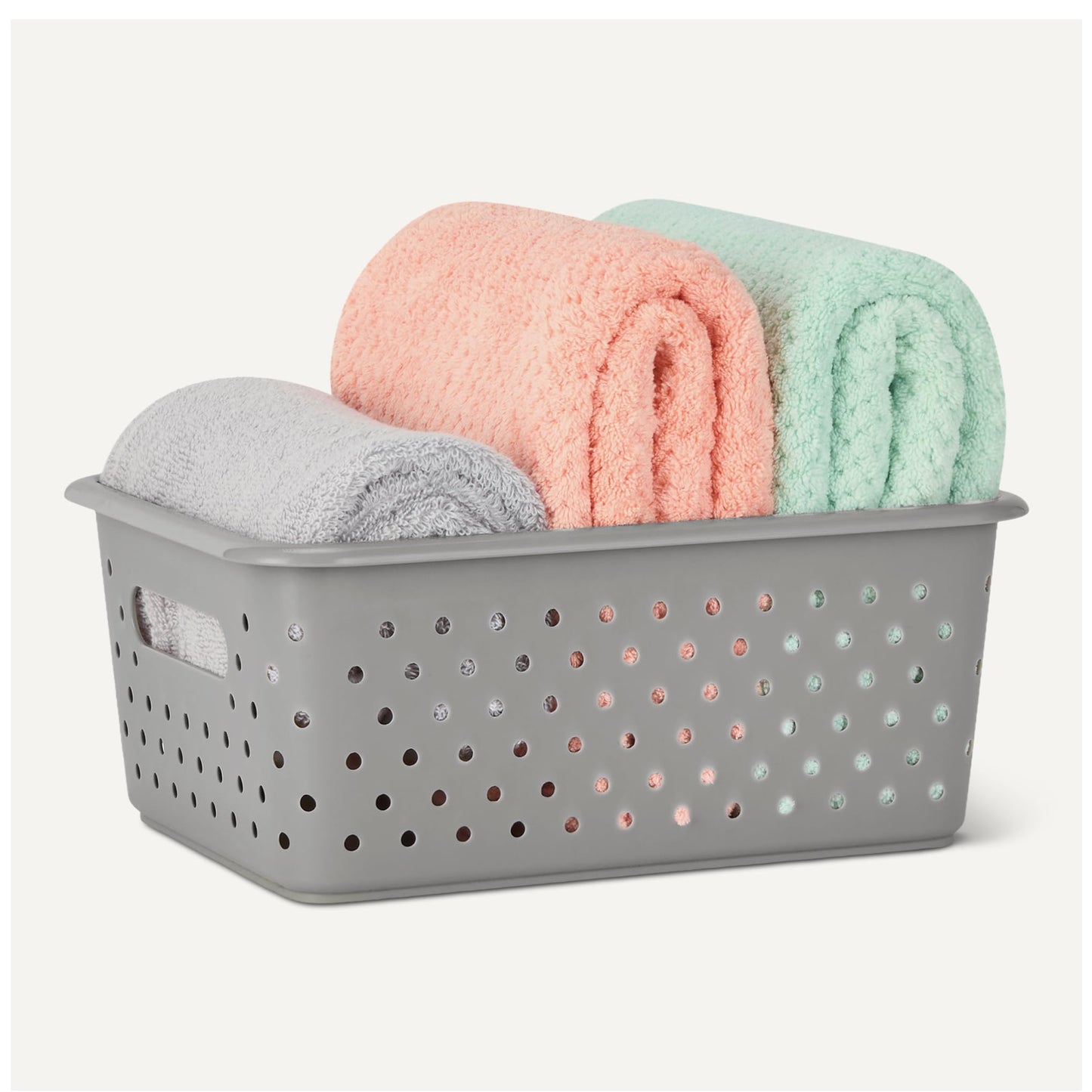 Amazon Basics Decorative BPA-Free Plastic Storage Baskets, 9.9 x 7.4 x 4.16, Grey, Pack of 6