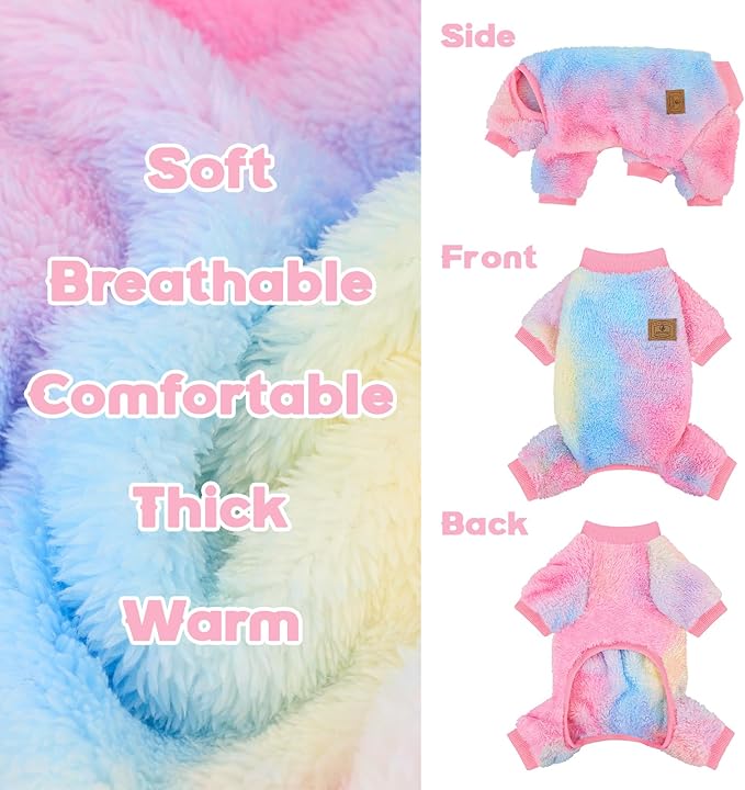 XPUDAC Dog Sweater, Dog Winter Clothes for Small Medium Dogs Girl Boy Fleece Doggy Pajamas for Winter Christmas, Tie-Dye02, Small