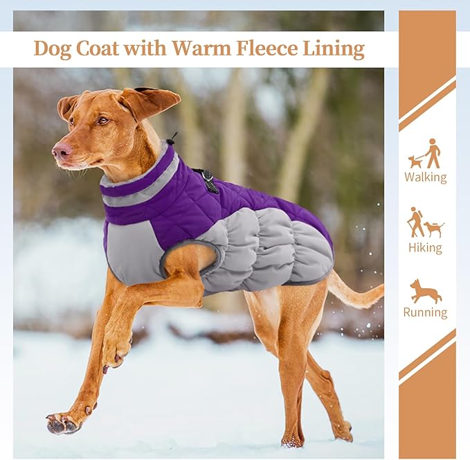 OUOBOB Dog Winter Jacket Cozy Reflective Waterproof Windproof Warm Pet Garment,Comfortable Cold Weather Fleece Apparel Outfits with Zipper Closure for Small Medium Large Dogs Puppy Walking,X-Small