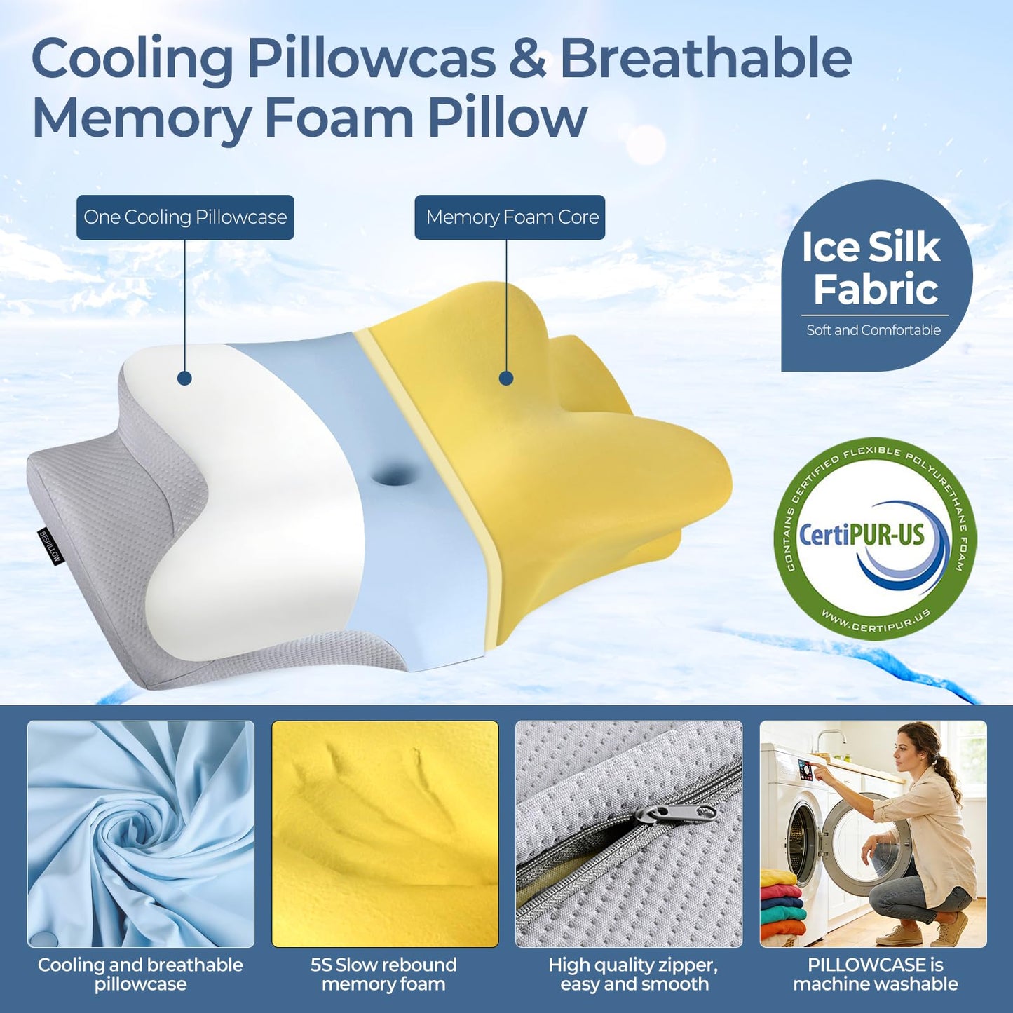 Cervical Neck Pillow for Pain Relief - Ergonomic Pillow Side Sleeper Pillow for Sleeping, Orthopedic Memory Foam Pillow for Neck Support, Contour Cervical Pillow Bed Pillow for Back Stomach Sleepers