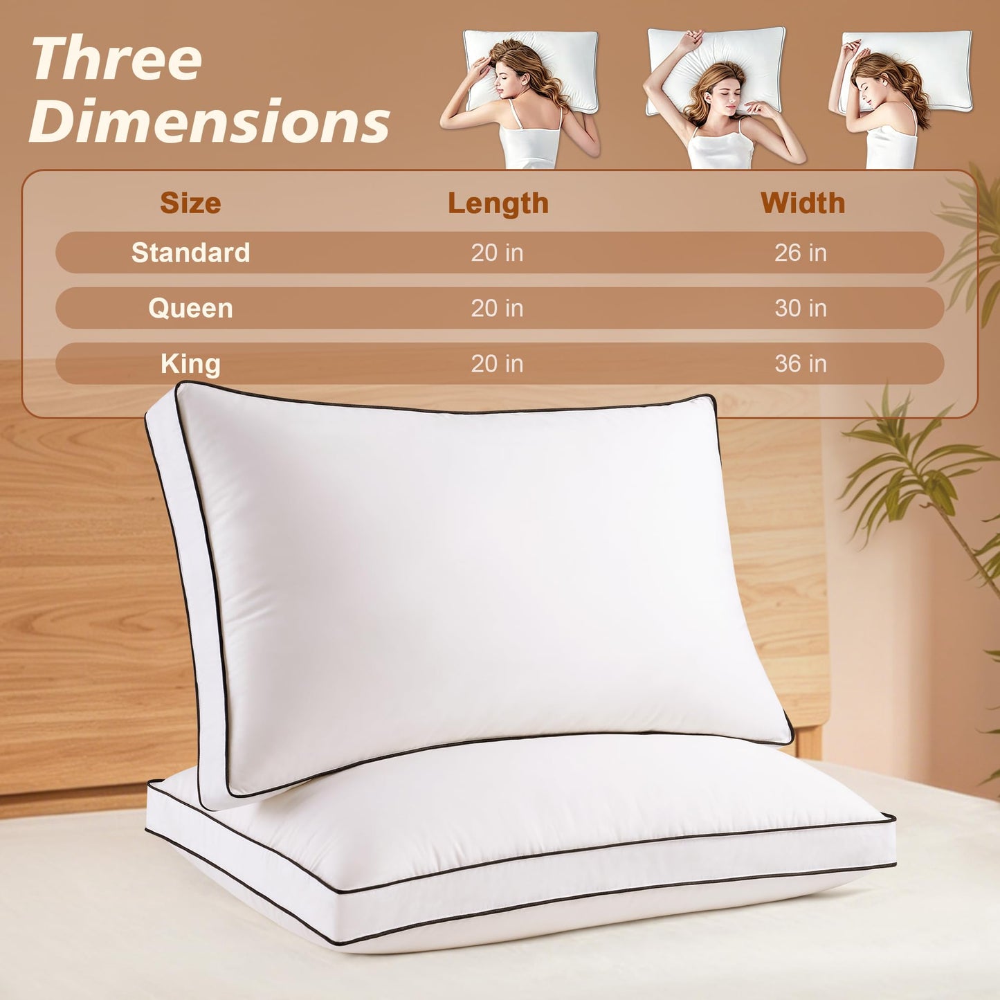 Mosluna Goose Feather Down Pillows Queen Size Set of 2, Hotel Collection Bed Pillows for Sleeping, Down Surrounded Gusseted Bed Pillow 2 Pack, Soft Fluffy for Side Back Sleepers 20x30 in.