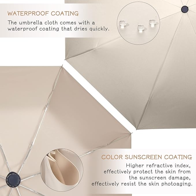 FDJASGY UV Sun Umbrella Compact Folding Travel Umbrella Auto Open Close Compact Folding Rain Umbrellas for Women Men Blocking UV 99.98%