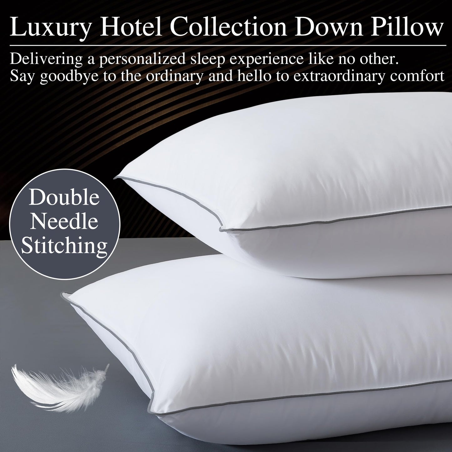 WhatsBedding Goose Down Pillows Queen Size Set of 2, Luxury Hotel Bed Pillows for Deep Sleep, Fluffy Soft Feather Down Pillow for Back, Stomach or Side Sleepers, 20" x 30"