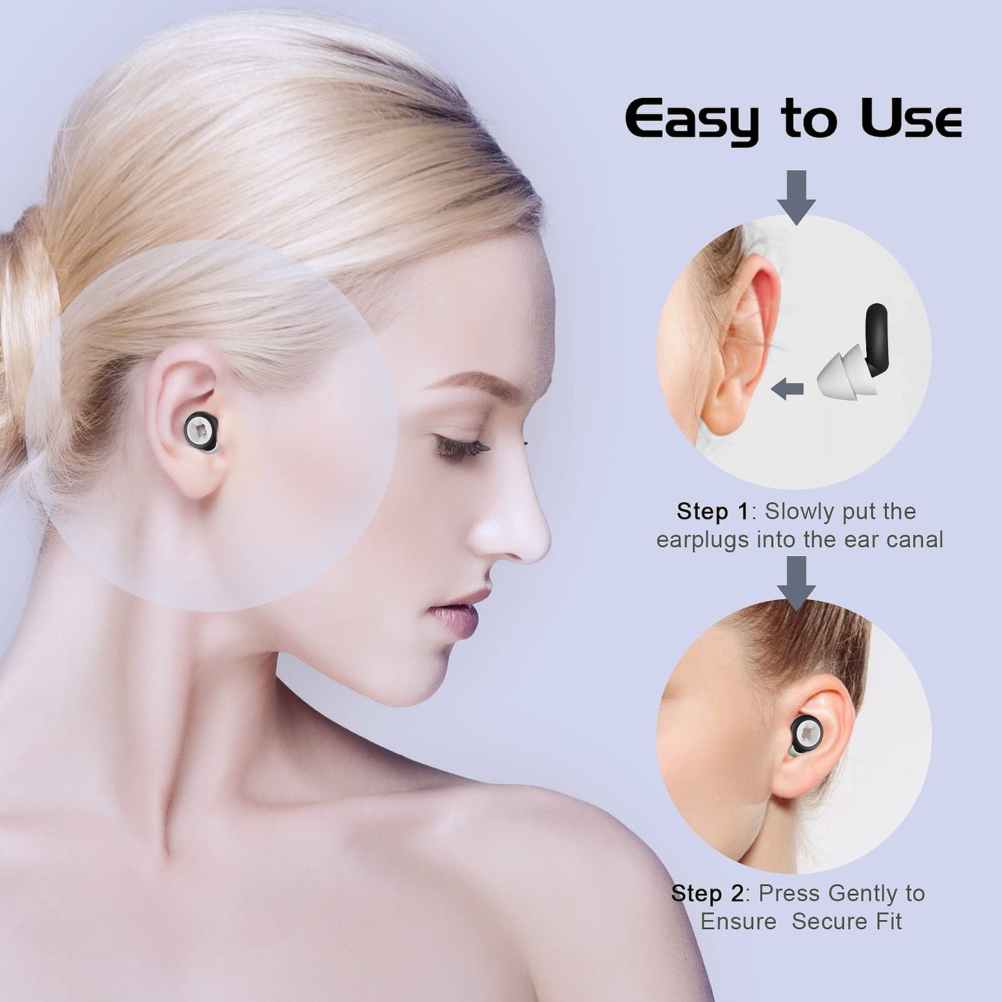 Dahuyoo Ear Plugs for Noise Reduction, Reusable Silicone Earplugs,33dB Noise Cancelling,2 Pair Waterproof Earplugs,Hearing Protection,Noise Cancelling Earplugs for Sleeping,Snoring,Work,Concert,Study
