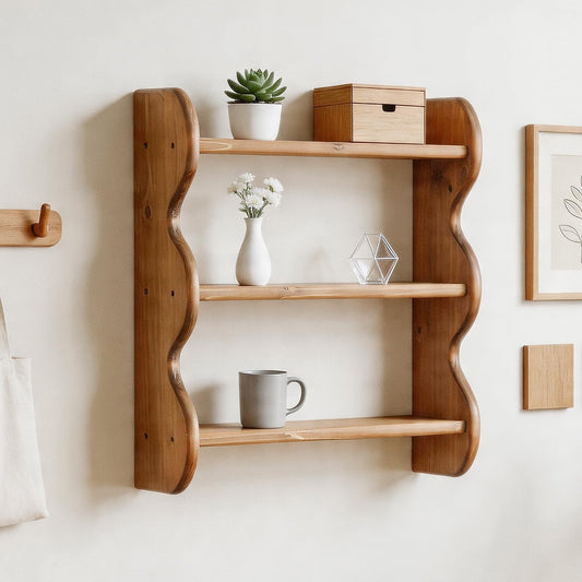 Aboacent Vintage Wooden Wall Shelf, 100% Solid Wood 3 Tier Wall Shelves, Rustic Wall Mounted Home Decor Trinket Shelf Display Shelves for Apartment, Kitchen and Bedroom