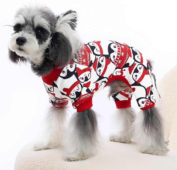 XPUDAC 4 Pack Dog Pajamas Cute Soft Dog Clothes for Small Medium Dogs Boy Girl Stretchy Pjs Jammies Outfit Puppy Onesies, Medium