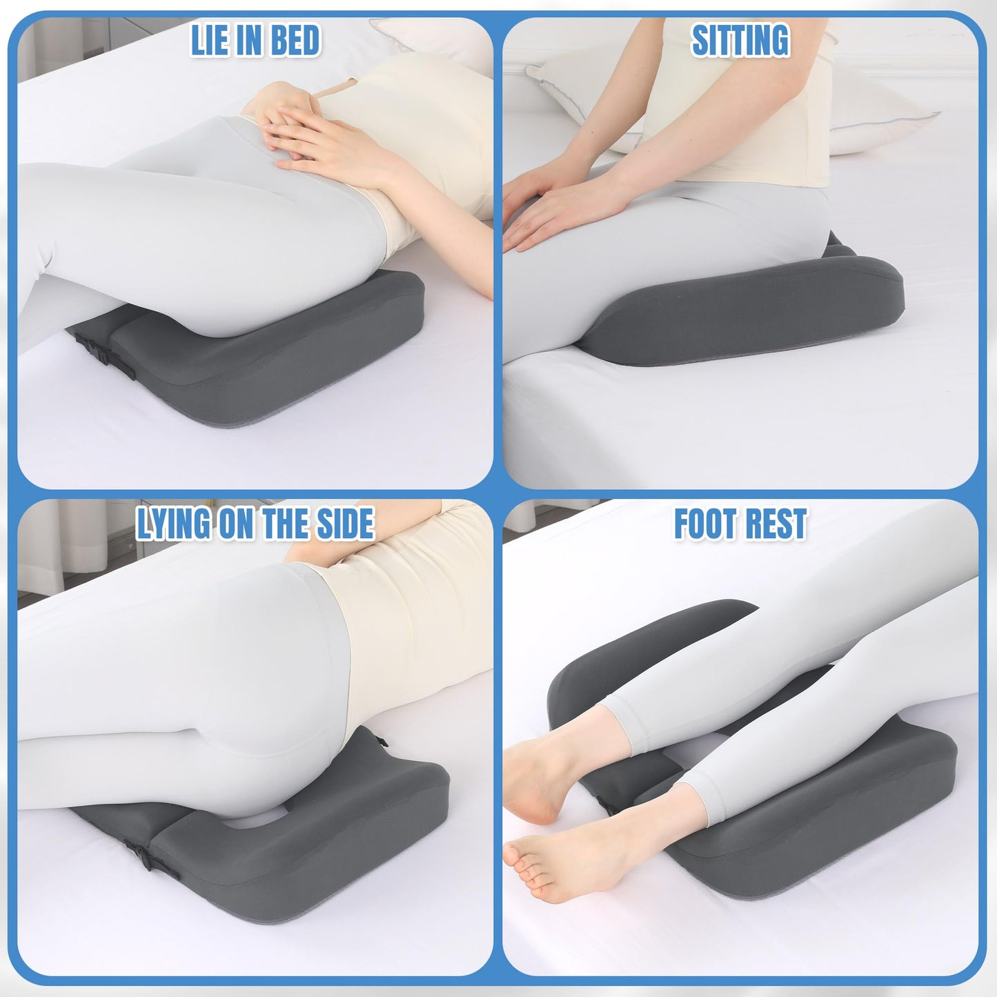 HOMBYS Memory Foam Bed Sore Cushions for Butt,Bedsore Pressure Relief Pillow for Sleeping and Sitting,Cushion for Bed Sores on Buttocks, T Shaped Opening Tailbone Pillow, Patent Pending(Dark Grey)