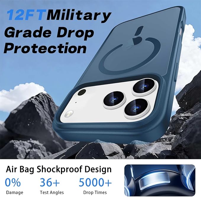 Ntwinro Magnetic for iPhone 17 Pro Case (Compatible with MagSafe) with Detachable Wallet & Card Holder for 3 Cards [RFID Blocking] Military Grade Protective Slim Phone Cover, Deep Blue