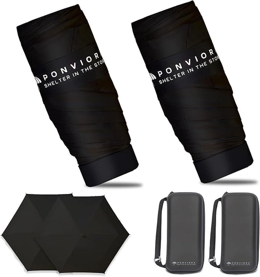 Compact Mini Windproof Travel Umbrella-UPF 50+ Sun & Rain Protection, Small Folding Design Fits in Pocket or Purse, Lightweight Portable with Case for Women, Men & Kids