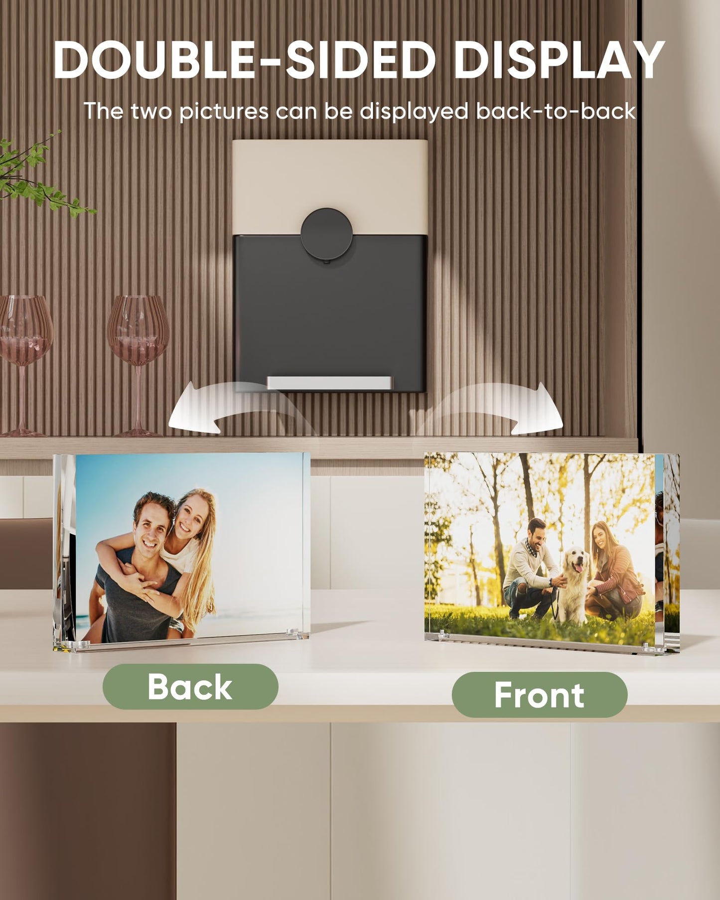 Z-STRALINK 5x7 Acrylic Picture Frames 3 Pack, Clear Magnetic Picture Frames 5x7, Double Sided Photo Frameless Free Standing Tabletop Display for Home & Office Decor