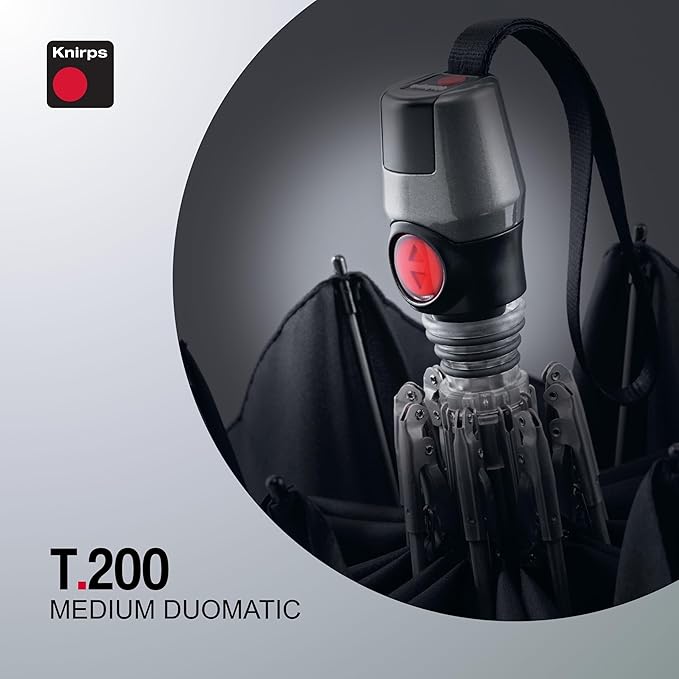Knirps T.200 Duomatic Compact Rain Umbrella in Men's Stripe– Wind Tunnel Tested to 93 mph, Aluminum Steel Fiberglass Frame, 38in Canopy, OEKO-TEX, High-Performance Automatic Travel Umbrellas