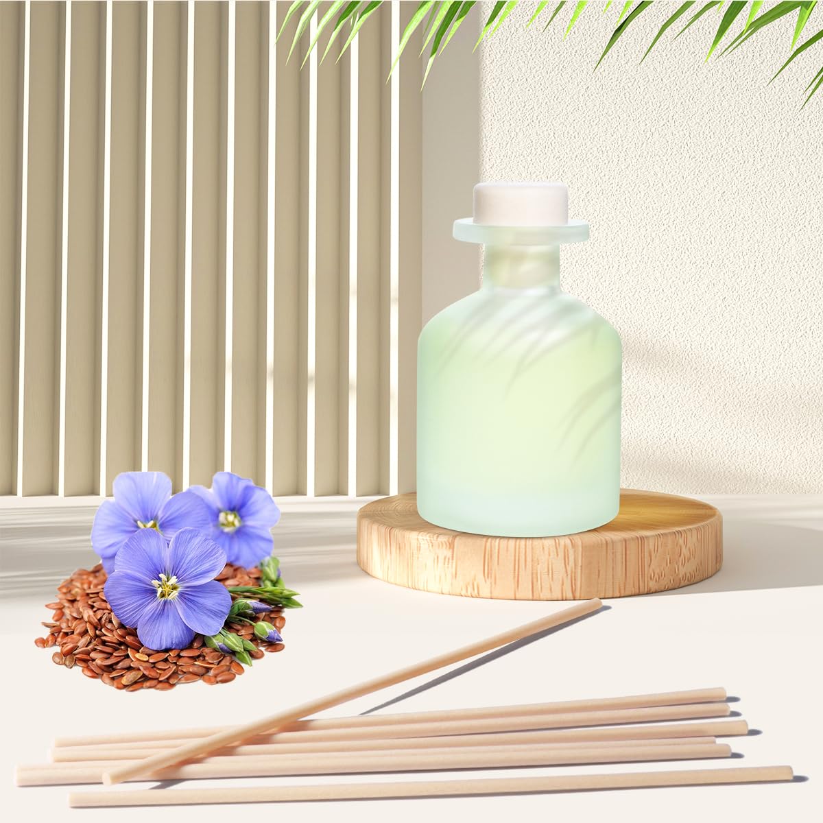 YISOWUH Reed Diffuser for Home, Clean Linen Scent 3.38oz (100ml)*1 Pack Essential Oil Reed Diffuser Set with 8 Sticks, Long Lasting Air Freshener for Bathroom Bedroom Living Room, Home Decor & Gifts