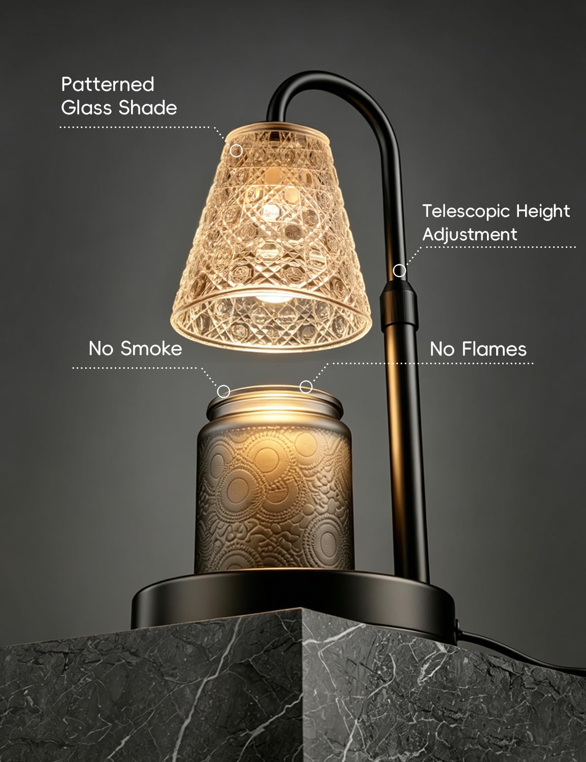 RMFSH Candle Warmer Lamp with Timer Dimmable, Birthday Gifts for Women Mom, House Warming Gifts New Home Decor, Wax Melt Warmer for Jar Candles with 2 Bulbs, Black