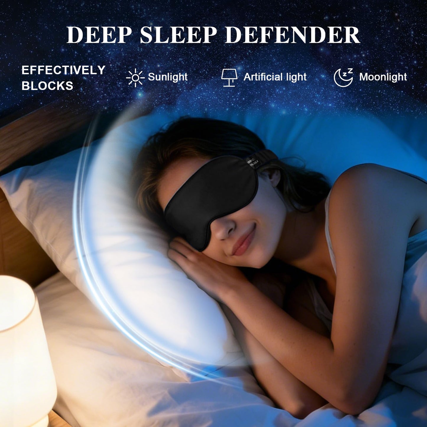 Doitory Silk Sleep Mask,Eye Mask for Sleep Women Men,Mulberry Sleeping Mask with Adjustable Strap,Blindfold Blackout Eye Mask for Travel and Full Night's Sleep,Nap
