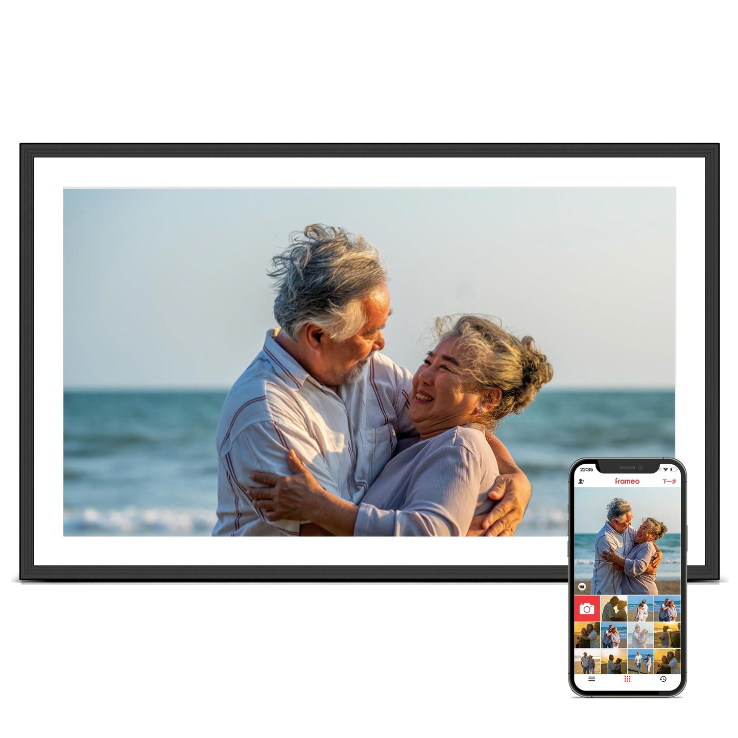 Frameo Digital Picture Frame 2 Pack, 1pc 15.6 inch Photo Frame Electronic 32GB Memory, 1920 * 1080 Touch Screen, 1pc 15.6 inch 1920 * 1080 Digital Photo Frame 32GB Memory, Auto-Rotate, Share Photo Vid