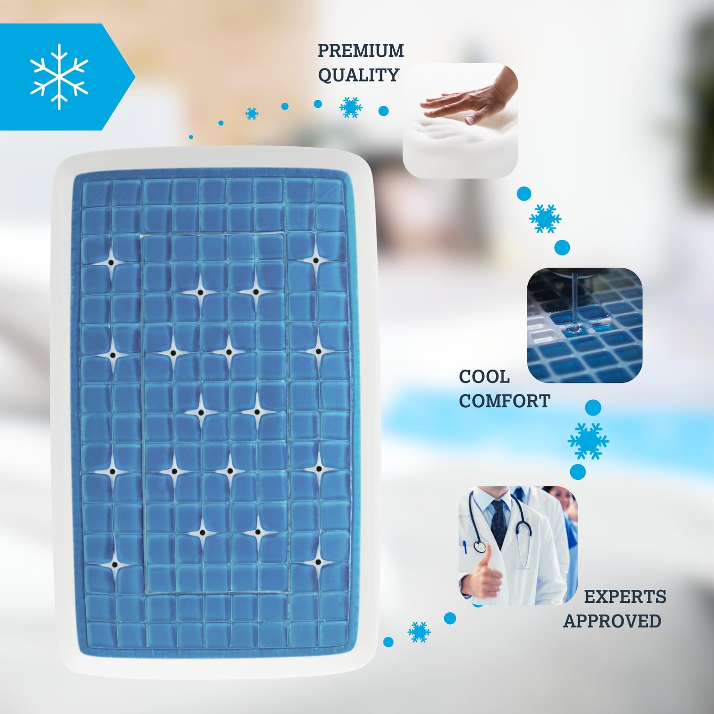 Technogel Deluxe Cooling Gel Pillow - Innovative Cool Gel Pillow with Comfortable Support Structure for Side, Back and Stomach Sleeper, Slim Standard Dimension with Washable Cover, 3.5" (Thin)