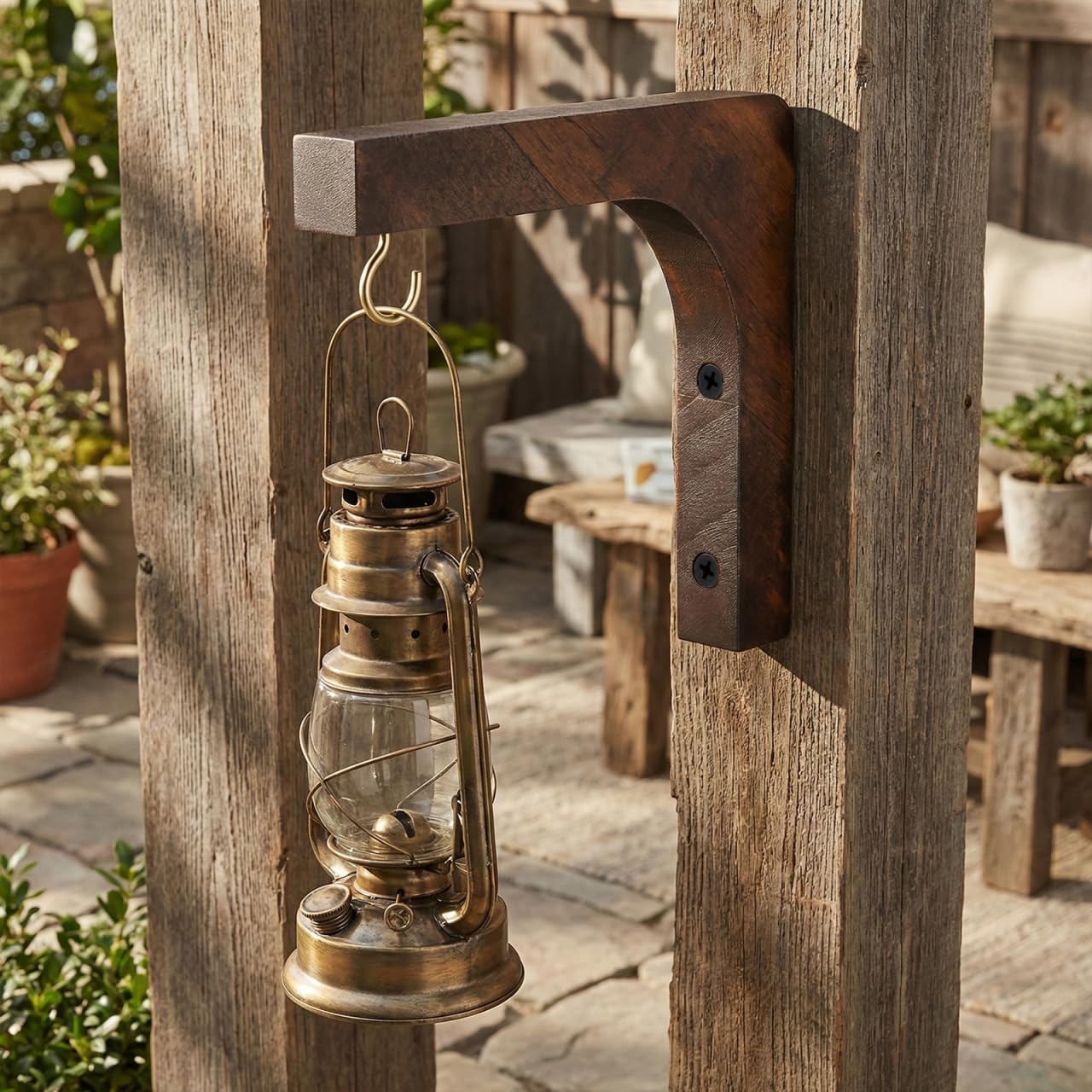 POPETPOP Wooden Plant Hanger Hooks for Indoor Hanging Plants, 6-Inch Farmhouse Hanging Basket for Outdoor Planters, Lanterns, Flower Bracket, Wind Chimes
