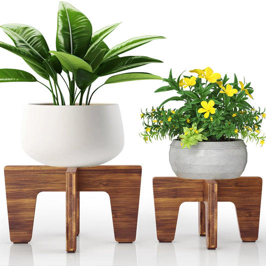Plant Stand Indoor Outdoor, Plant Holder Sturdy Single Flower Pot Stand Planter Stand Stool Display Decorative for Desktop Counter Room (Brown 2 pack)