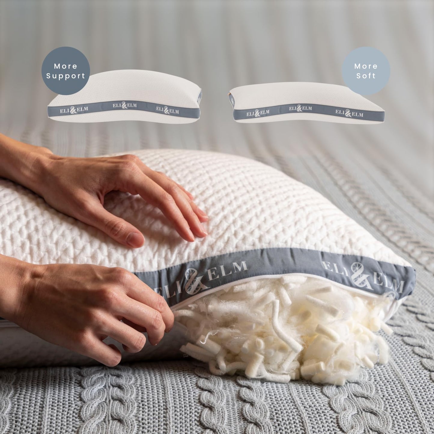 Eli & Elm Best Ergonomic Side Sleeper Pillow for Neck Pain. Supportive Cooling Latex Fill. U-Shape Contoured Design. King & Queen Size (Queen (U.S. Standard), with Pillow Case)