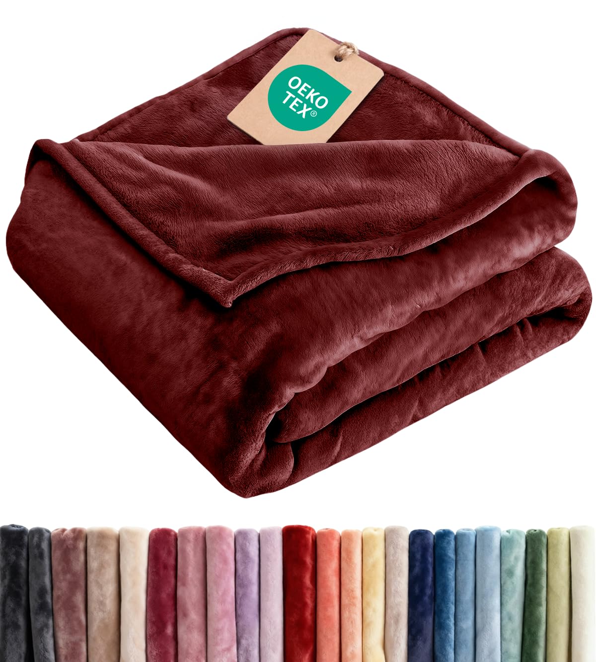Ultra Soft Fleece Blanket Queen Size - Flannel Fleece Luxury Queen Blanket - Lightweight for Couch Bed Chair - Thick, Warm & Breathable - All Season Cozy Fuzzy Anti-Static Microplush Bedding, Burgundy