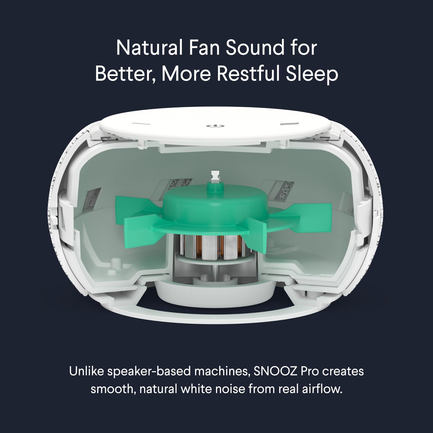 SNOOZ Pro White Noise Sound Machine - Natural Fan Noise, Non-Looping Sound, App Scheduler - Travel Case Included, Sleep Aid for Adults & Baby, 10 Volume Settings, Portable, Gift Registry - Cotton