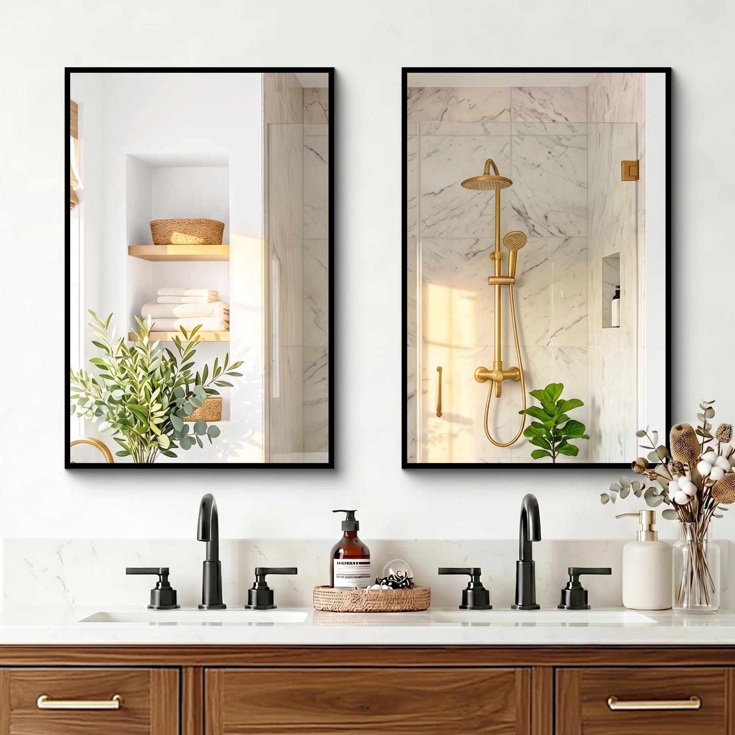 LAWADA Bathroom Mirror for Wall, 2 Pack 20"x30" Black Vanity Mirror with Metal Frame for Over Sink, Bathroom, Bedroom, Living Room, Entryway