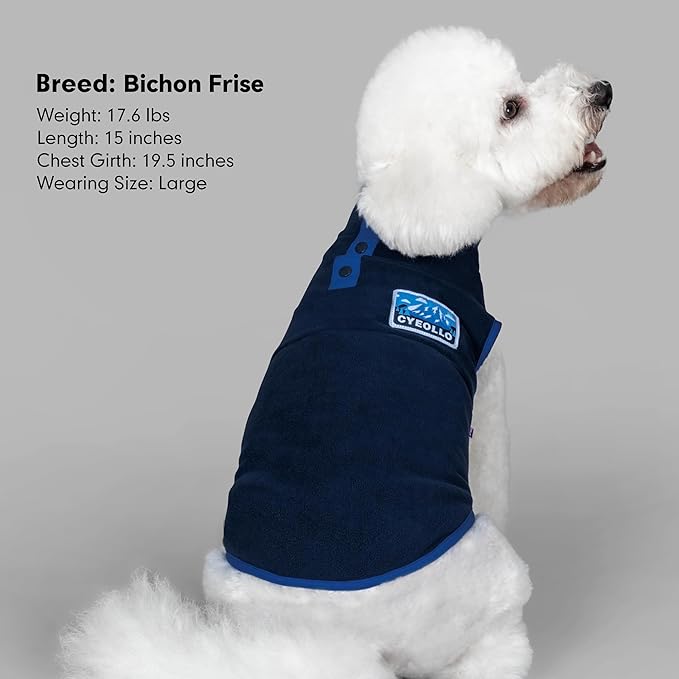 cyeollo Dog Sweaters for Small Dogs, Turtleneck Fleece Dog Sweater Stretchy Pullover Dogs Jacket Doggie Vest Lightweight Soft Warm Winter Pet Clothes, Navy Blue M
