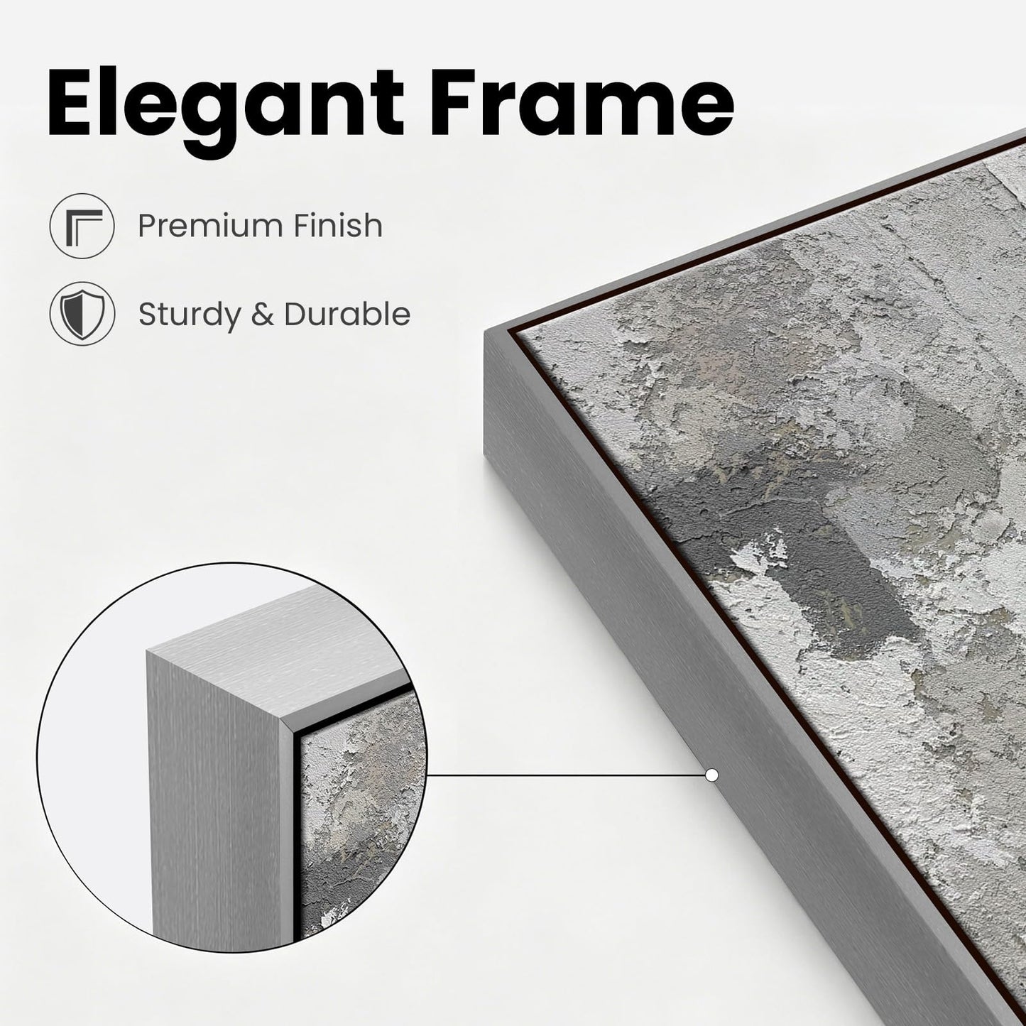 SAFERRYHOME Abstract 3D Textured Wall Art Hand Painted, Large Minimalist Texture Framed Canvas Wall Decor, Neutral Modern Gray White Painting Artwork for Home Office Living Room, 24"x36"x2