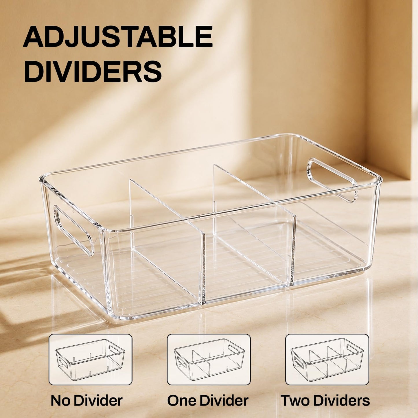 Mpotmiy Pantry Organizers and Storage , 8 Pack Snack Organizer for Pantry Shelf,Food Storage Bins with Divider,Clear Containers for Organizing,Transparent Plastic Basket,Refrigerator and Fridge Bins
