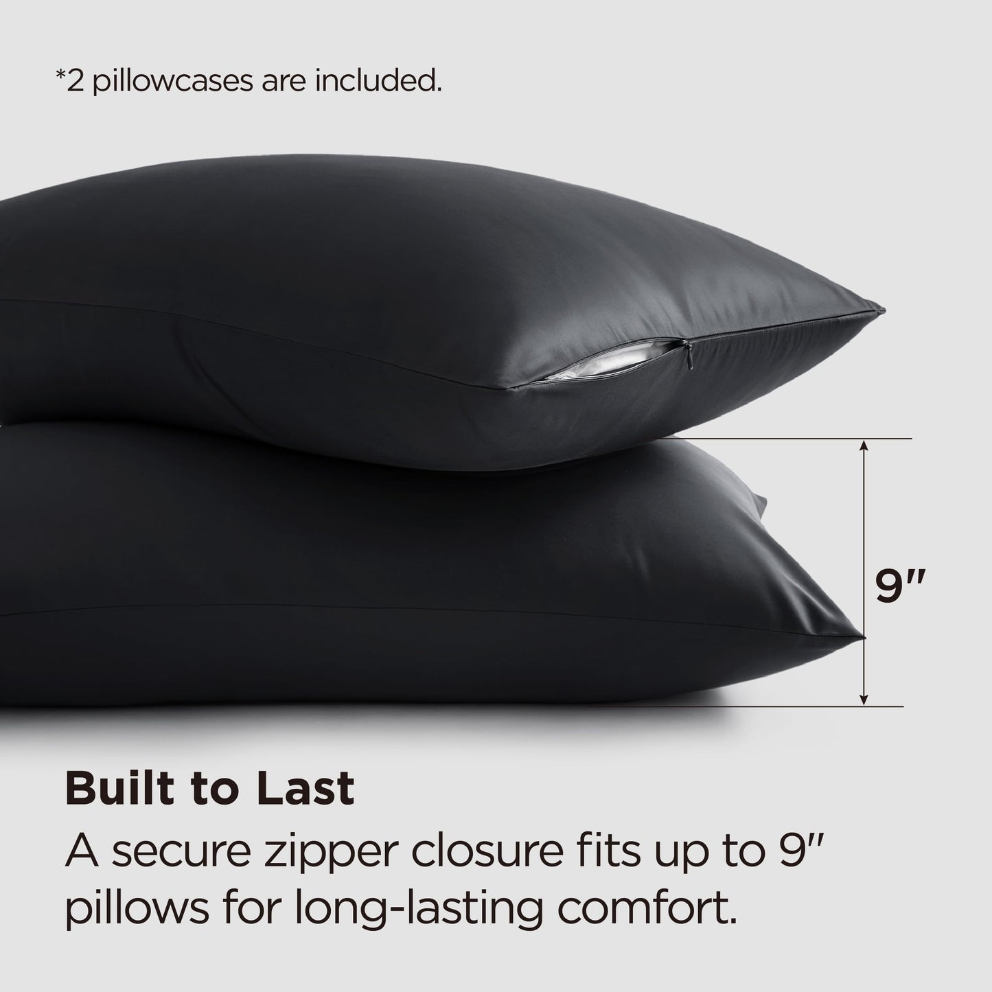 Bedsure Zipper Pillow Cases Standard Size, Cooling Pillow Cases Set of 2, Rayon Derived from Bamboo Cooling Pillowcase for Hot Sleepers, Soft & PureWoven Pillow Covers, Gifts, Black, 20x26 Inches