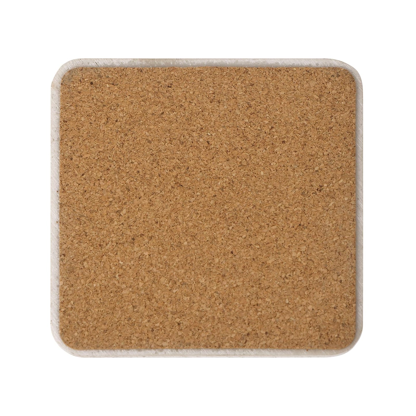 HOME PALETTE Botanical Coasters for Drinks Set of 4, 4.02 Inch Square Resin with Cork Base, Plant Floral Design, Absorbent Coasters for Bar Desk Coffee Table, White