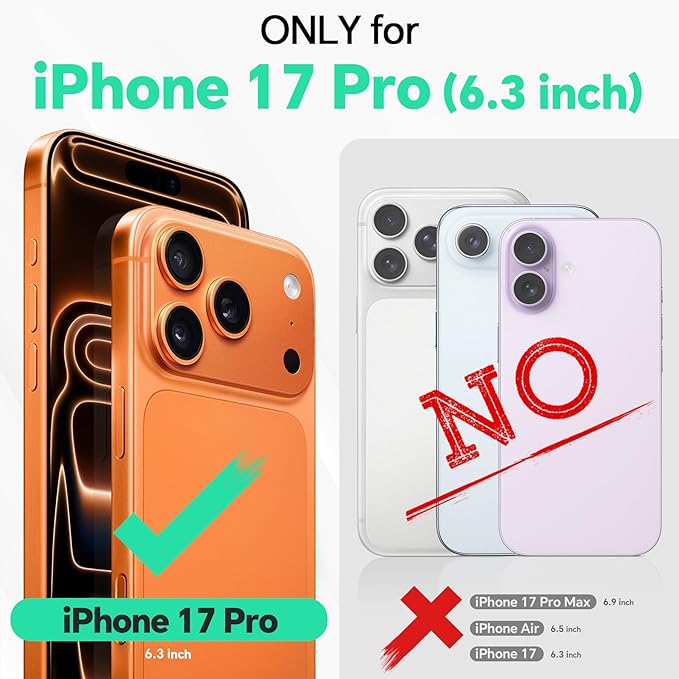 TUCCH Wallet Case for iPhone 17 Pro (6.3") 2025, 4 Card Holders, RFID Blocking, Stand, Shockproof TPU Shell, PU Leather, Magnetic Closure, Protective Flip Folio Cover, Black & White