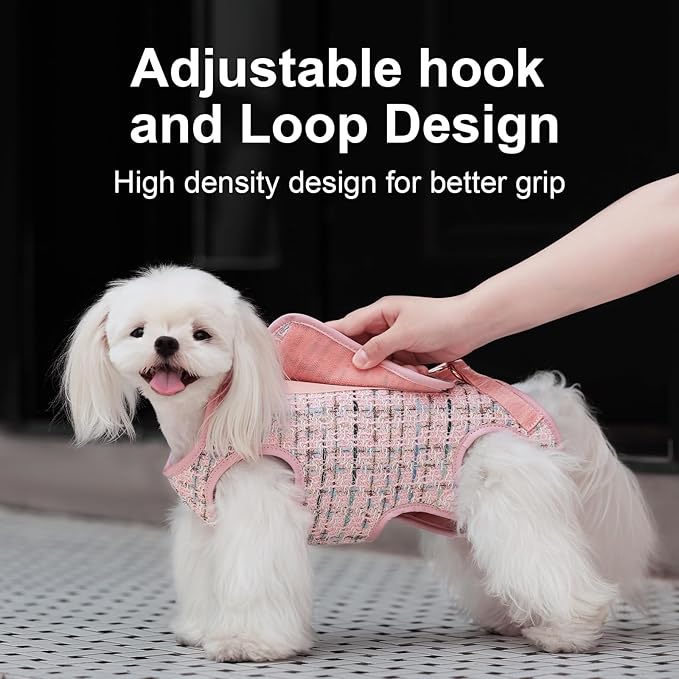 Wakytu Dog Lift Harness Dog Carrier Dog VES Harness Adjustable Dog Leash with Small Puppy Treat Bag（Pink,M）