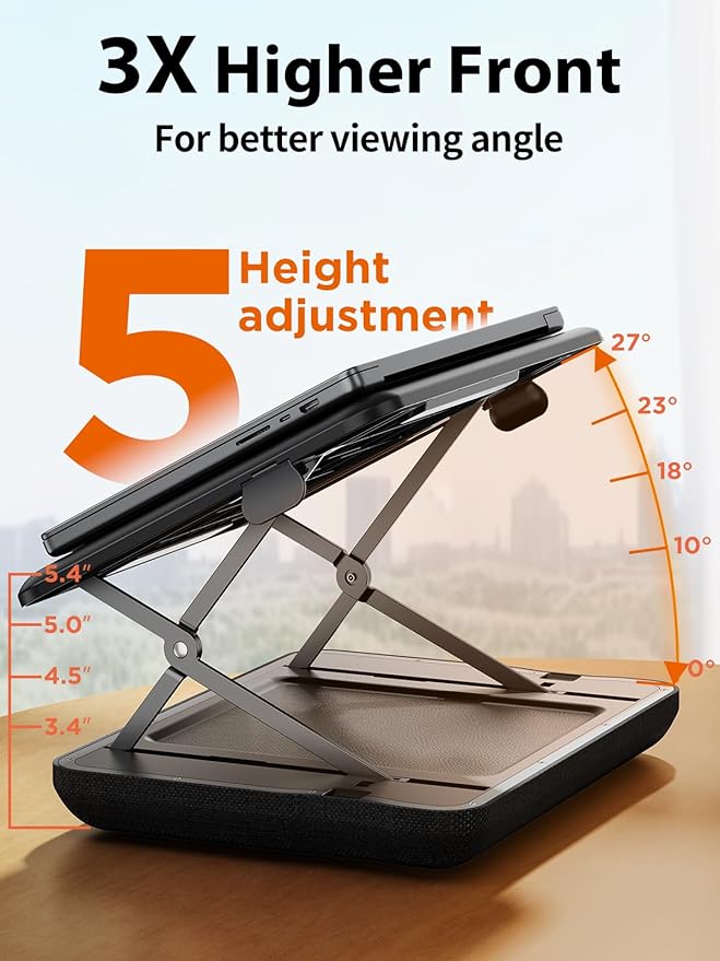 SAIJI Height & Tilt Adjustable Lap Desk, Portable Laptop Stand for Bed, Car, Couch and Recliner, Foldable Lap Desks - Up to 15.6 Inch Laptops