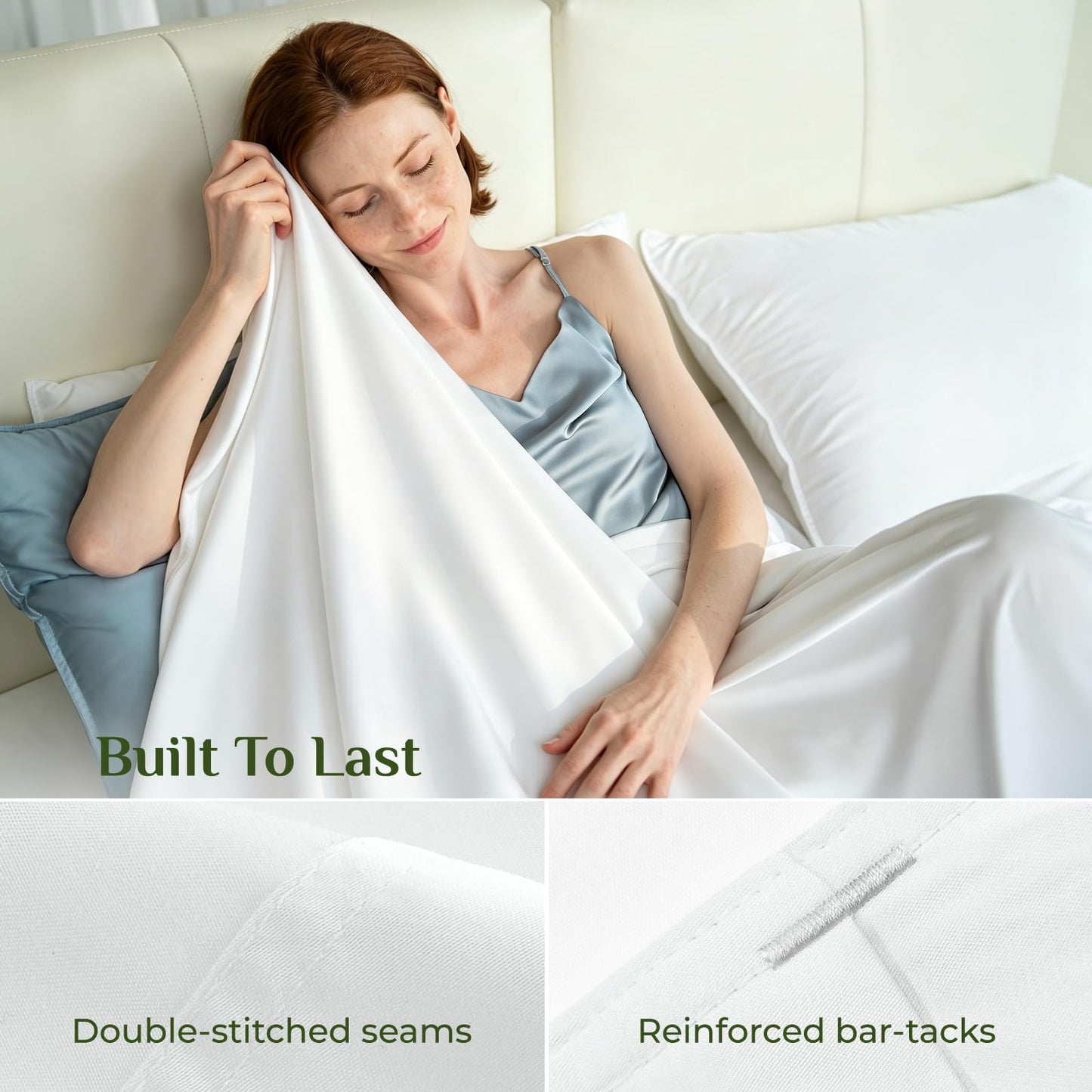 BEDELITE Bamboo Viscose Sheets - 100% Organically Grown, 18" Deep Pocket King Size Sheet Set, All Round Elastic & Corner Straps, Luxury Silky Soft Cooling Sheets for Hot Sleepers, 4 Pieces, White