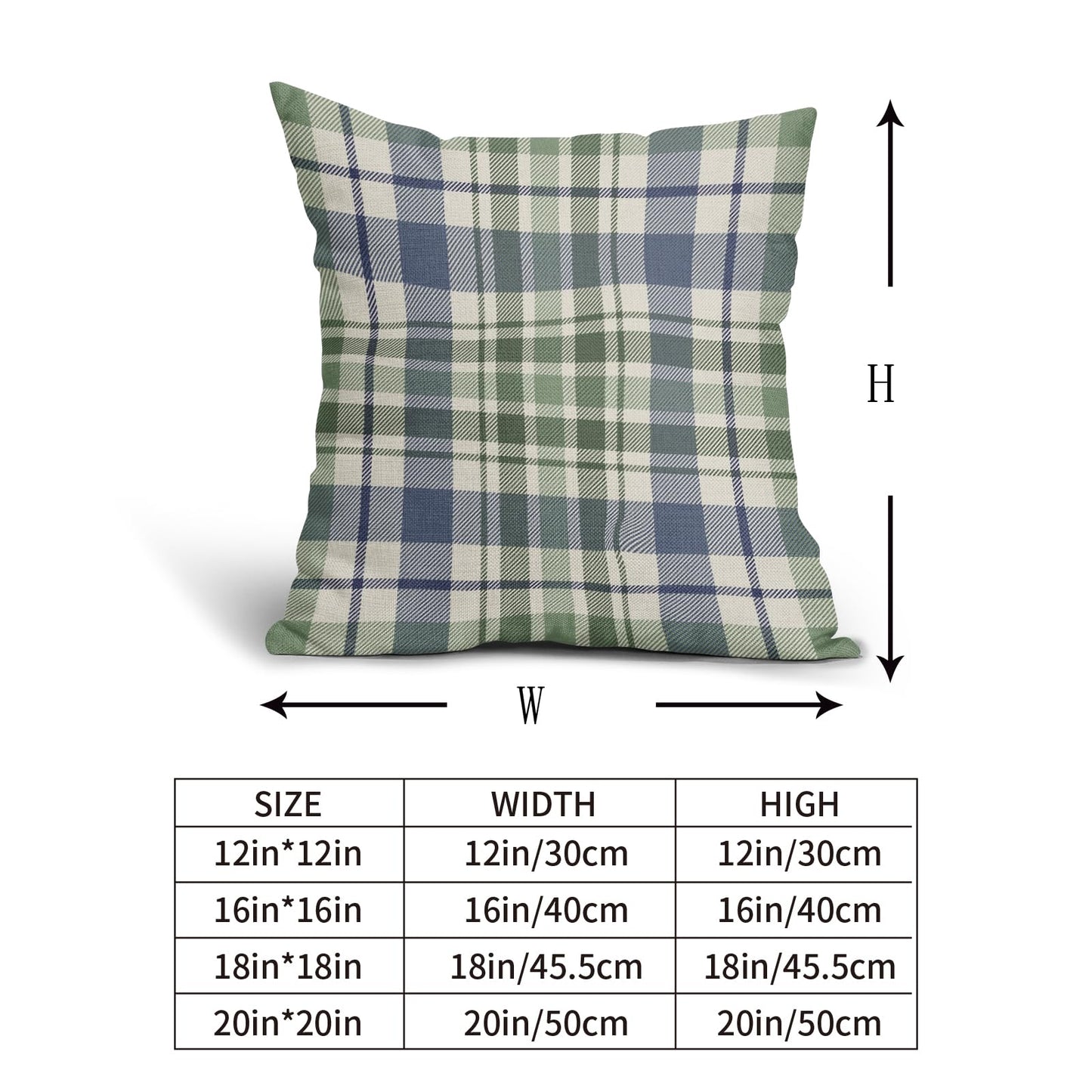 Aytipun Blue Sage Green Spring Plaid Pillow Covers 18x18 Set of 2 Seasonal Tartan Buffalo Plaid Holiday Print Decorative Outdoor Pillowcases Farmhouse Summer Throw Cushion Case Couch Sofa Bed Decor