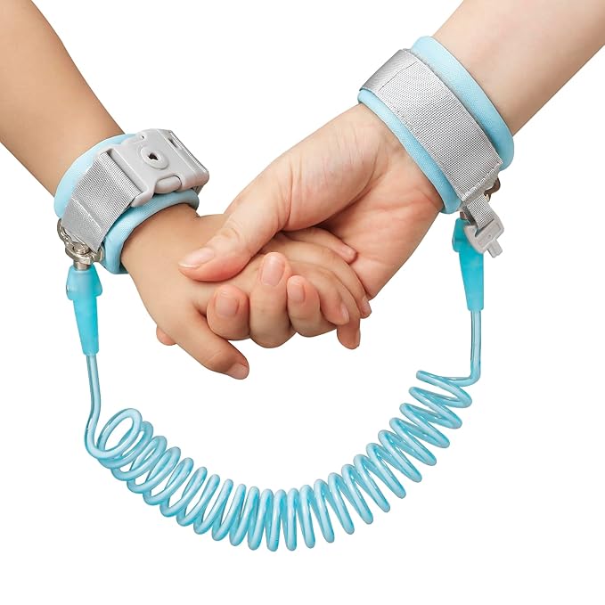 PandaEar Anti Lost Wrist Link, Toddler Harness Walking Leash Safety Child Wristband Leashes for Babies Kids (Blue)