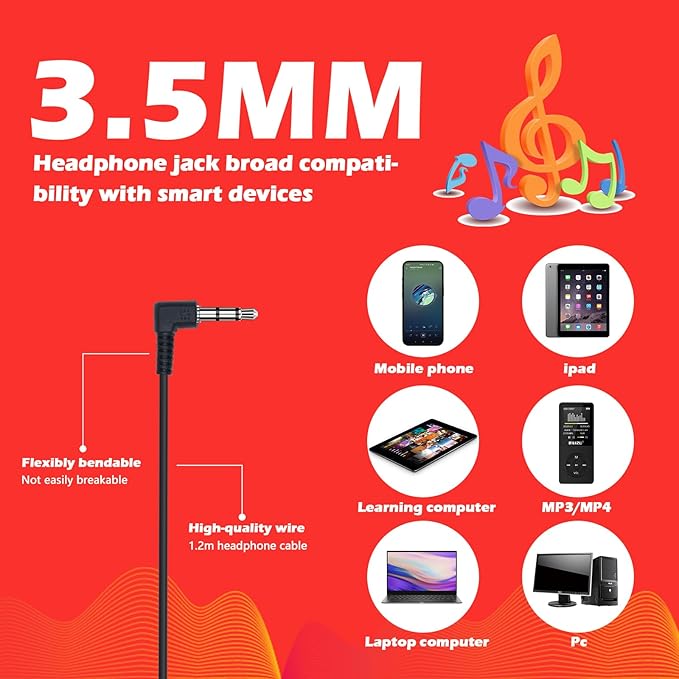 Kids Headphones Bulk 10 Pack for Classroom School,Wholesale Earphones Class Set of Headphones for Students Teens Children 3.5mm Jack Multi Color