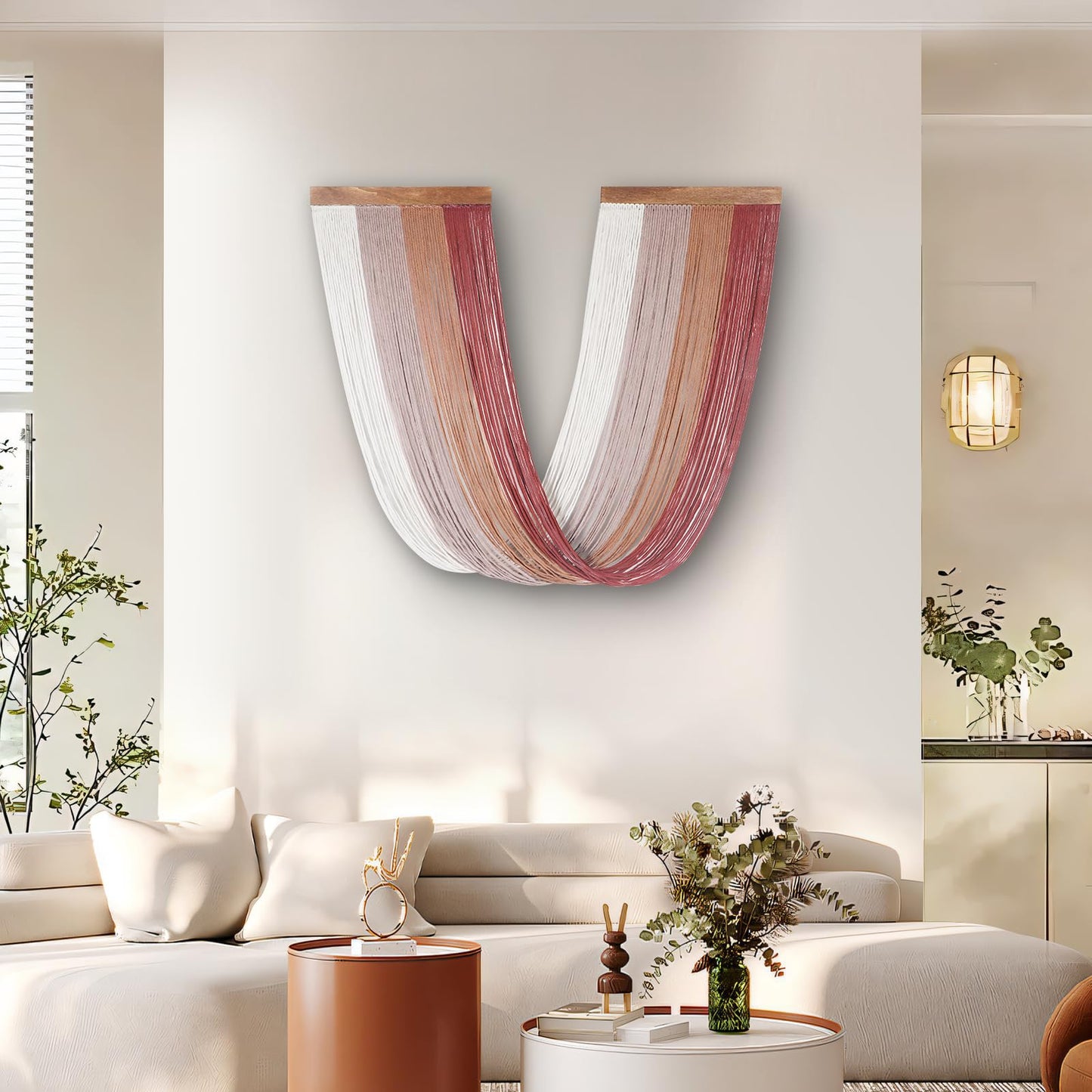 lokeisna Large Macrame Wall Hanging, Macrame Room Decor Wall Art, Boho Wall Decor Tapestry for Bedroom above Bed Wall Decor Living Room, Macrame Wall Decoration Fashional Gift, 33"x15" Large Red