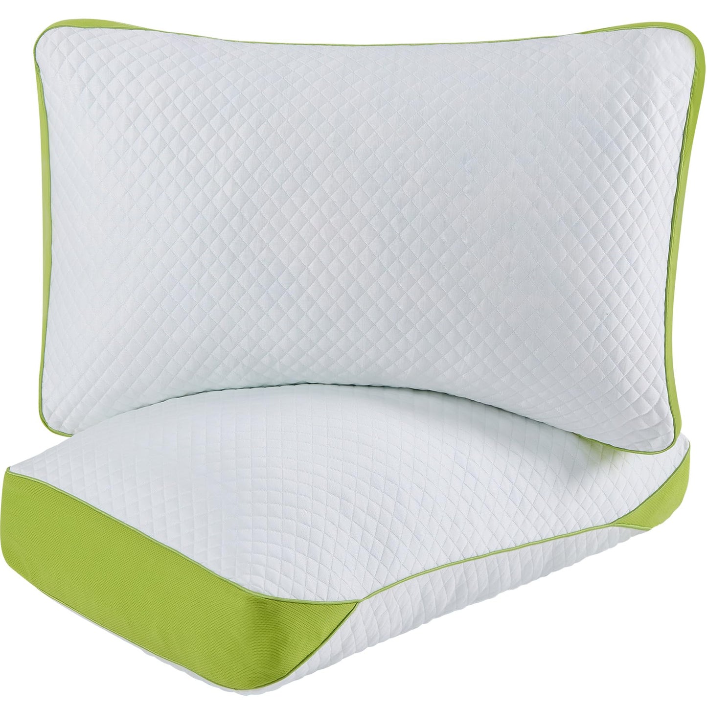 HKYLRAN Luxury Hotel Cooling Pillow for Sleeping,Medium Firm Shredded Memory Foam Pillows Queen Size Set of 2,with Zipper Adjustable Supportive