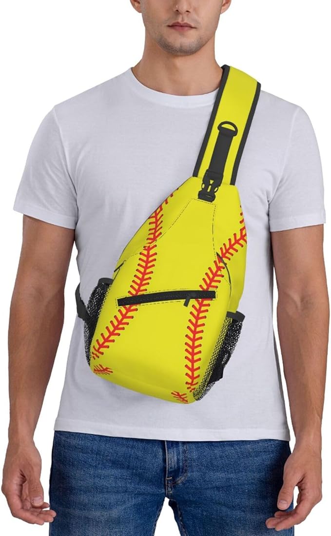 QFXUYNG Softball Ball Adult Sling Bag Unisex Chest Bags Crossbody Backpack Casual Daypacks Shoulder Bag for Women Men Cycling Hiking Travel