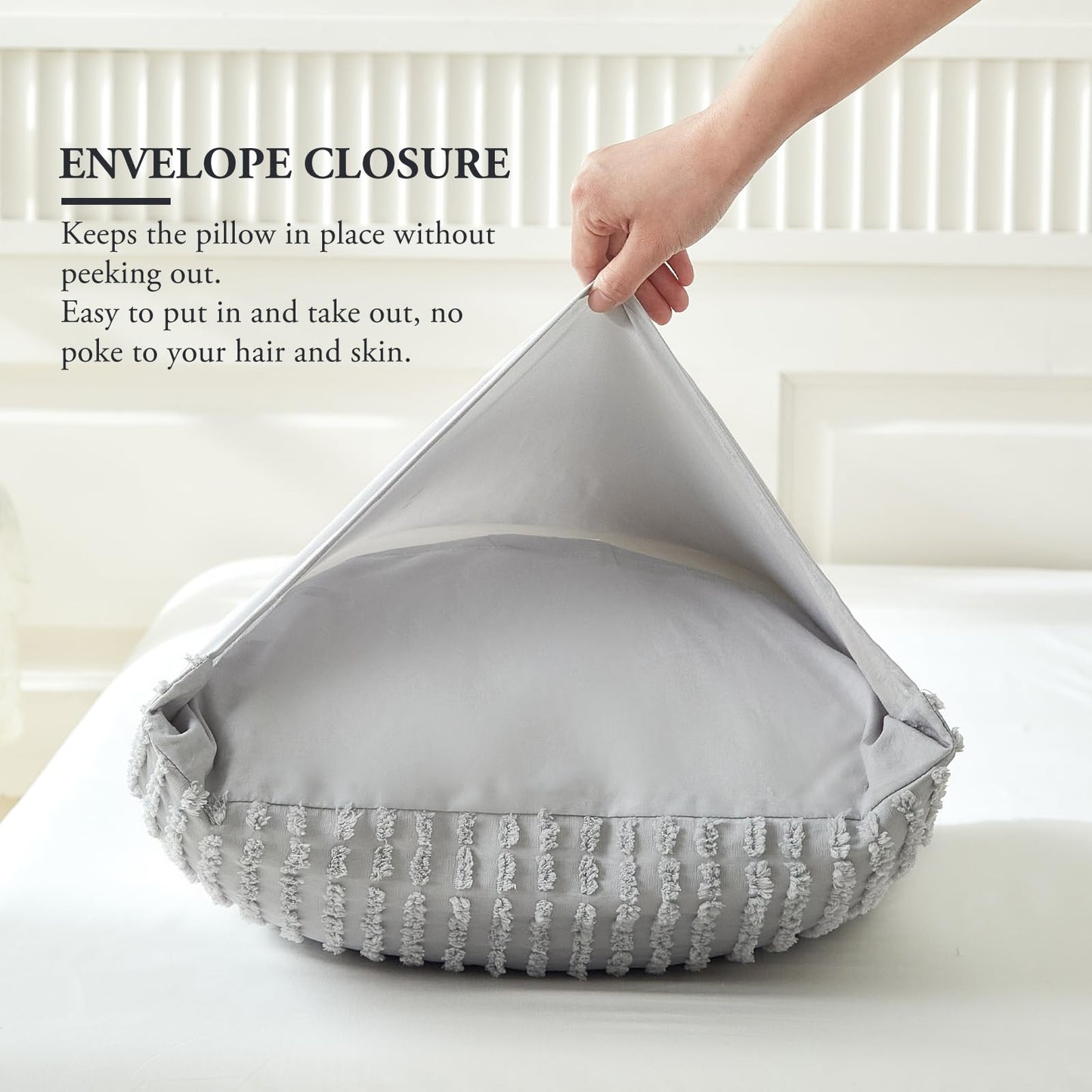 WARMDERN Grey Pillow Covers Body Pillow Cover Soft Microfiber Pillow Cases Set of 1 Boho Textured Pillowcase with Envelope Closure(Grey, Body-1 20x54 Inches)
