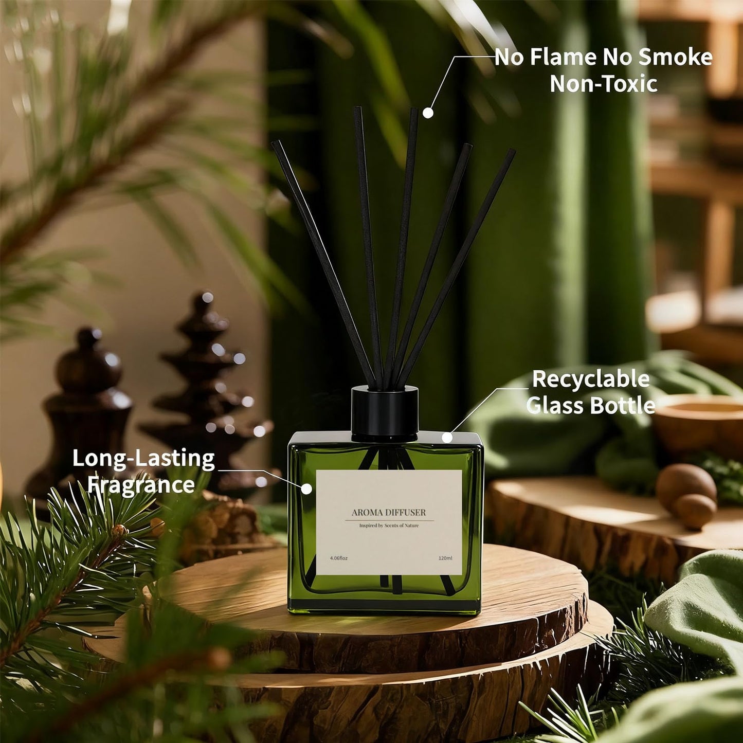 GAGINGOOLD Reed Diffuser, 4 oz Jasmine Lily Scent Diffuser with 7 Sticks, 90 Days Long Lasting Reed diffusers for Home, Elegant Fragrance for Bathroom Bedroom Office Decor, Air Fresh
